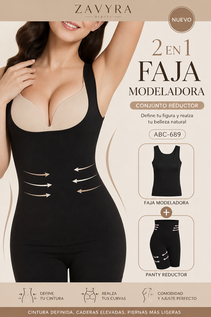 Faja moldeadora 2 en 1 negro  ( camiseta + faja )