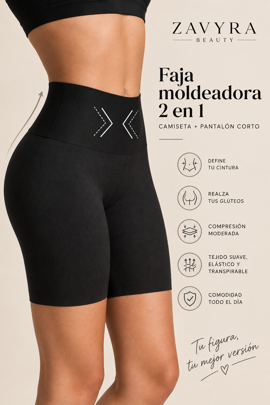 Faja moldeadora 2 en 1 negro  ( camiseta + faja )